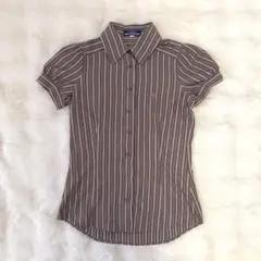 美品　バーバリーブルーレーベル　パフスリーブ　ストライプブラウス　36