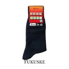 FUKUSKE メンズソックス 2足組 24-26cm 吸湿発熱 消臭加工 紺