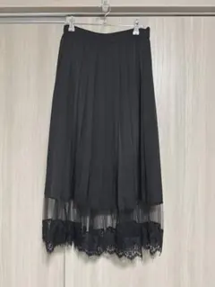 merlot plus 裾レースプリーツスカート　ブラックのサムネイル