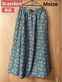 【美品】3can4on サンカンシオン 小花柄 ギャザーロングスカートのサムネイル