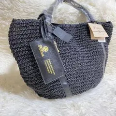 フォルナ　ペーパー　レザーハンドル　トートバッグ　かごバッグ　新品　ブラック