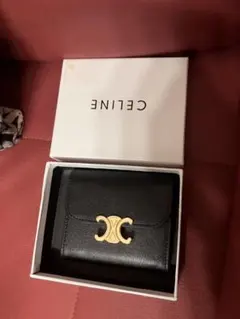 CELINE セリーヌ トリオンフ スモールウォレット 三つ折り財布 ブラック