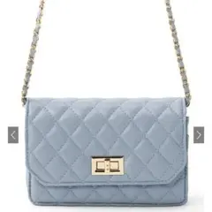 キルティングレザーチェーンショルダーバッグtr319 ブルー