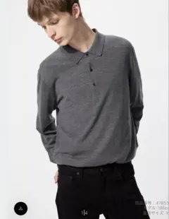 メリノニットポロセーター Ｌグレー