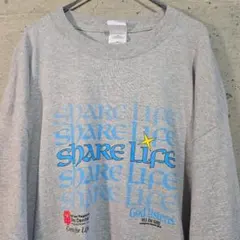 【US古着】企業 メッセージ ロンT 長袖Tシャツ XL グレー 両面プリントのサムネイル