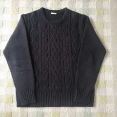 GU ブラック ケーブルニットセーター S