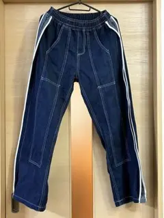 デニムパンツ サイドライン ウエストゴム ジーンズ