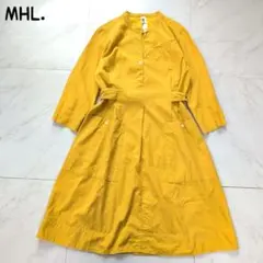 マーガレットハウエル MHL. ロングシャツワンピース ノーカラー イエロー