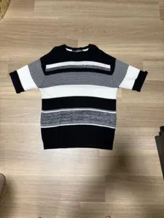 Confirm ワッフル編み ボーダーTシャツ Lサイズ