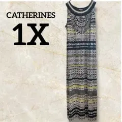 CATHERINES 【1X】ビジュー付き マキシ丈ワンピース エスニック