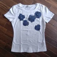 J&R デニムフラワーモチーフ 半袖Tシャツ ホワイト Mのサムネイル
