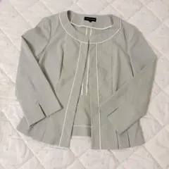 ESPRITMAUR ノーカラージャケット グレー・ストライプ