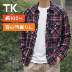 TK チェックシャツ 2 M相当 綿100 春の羽織にのサムネイル