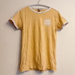 リンガーTシャツ イエロー 半袖 ワンポイントロゴ スポーティー 海外古着のサムネイル