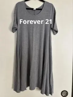Forever 21 半袖 Aライン フレア チュニック ワンピース グレーのサムネイル
