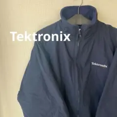 【希少】Tektronix 企業ロゴ 刺繍 ナイロンジャケット ネイビーテック系