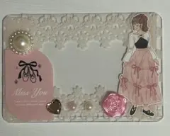 No.15 硬質ケースデコ トレカケース ピンク系 レース ガーリー 薔薇