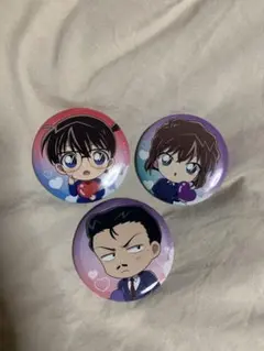 名探偵コナン　江戸川コナン　灰原哀　毛利小五郎　缶バッジ　カラフルはーと2