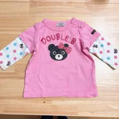 DOUBLE.B ミキハウス ロンT 70 ピンク 星柄 DBくん 長袖Tシャツ