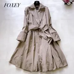 美品✨フォクシー スプリングコート ロング丈 リボンベルト付き 40 美品✨フォクシー スプリングコート ロング丈 リボンベルト付き 40