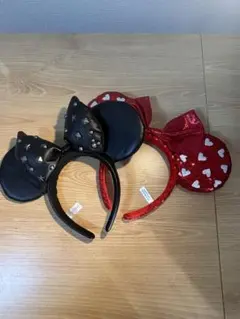 ミニーのレザーカチューシャ、スパンコールカチューシャ