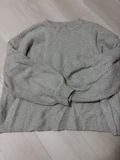 ラメシャギーボリュームスリーブニットプルオーバー