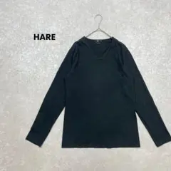 HARE/ハレ/長袖Tシャツ/黒/Ｖネック/L/シンプル/無地/ワードローブのサムネイル