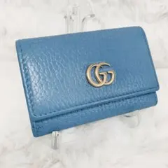美品！GUCCI グッチ　GGマーモント レザー 6連 キーケース　水色