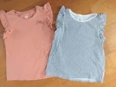 【H&M】 フリルスリーブ Tシャツ 110㎝ 2枚セットのサムネイル
