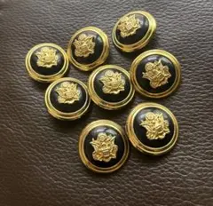 黒と金のエンブレム付きボタン8個セット 701
