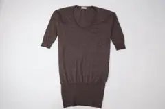 クルチアーニセーター　Cruciani 五分袖ロングニット　Uネックセーター