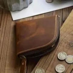 財布 小銭入れ 牛革 レザー 第一層 本革 ブラウン メンズ