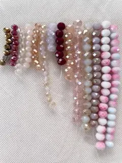 ハンドメイド ガラスビーズ ボタンカット 暖色系セット