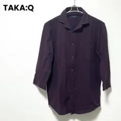 ◼︎美品◼︎【TAKA:Q】七分袖シャツ ダークパープル サイズLのサムネイル
