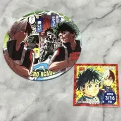 緑谷出久 轟焦凍 ヒロアカ展 最強コンビ缶バッジ ジャンショ 365日ステッカー