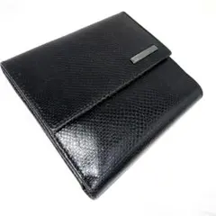 ✨美品✨ GUCCI グッチ 二つ折り財布 リザード型押し ブラック 本革 箱付のサムネイル