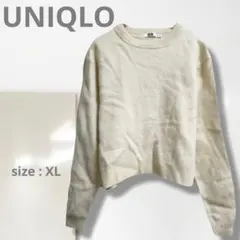 k3【ユニクロ】 プレミアムラムクロップドセーター/大きい ニット 柔らかい 白