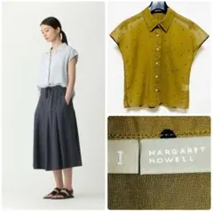 MHL マーガレットハウエル 半袖ブラウス 日本製 ドット柄 高密度織コットン