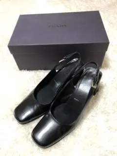 美品 プラダ PRADA パンプス ブラック 黒 22.5cm
