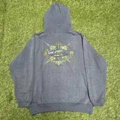 QUIKSILVER 90's サンフェード　大判　ロゴ　プリント　パーカー