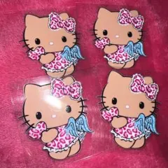 日焼けキティ ステッカー シール 4枚セット 防水 ヒョウ柄