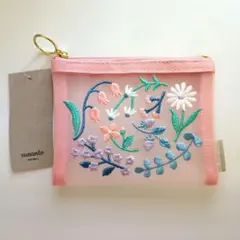 MＡTOKA スヴァント　ファスナーポーチ　花柄刺繍 ボタニカル