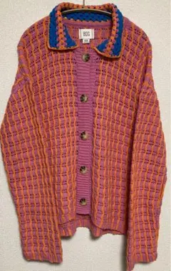 BDG 長袖カーディガン オレンジ・ピンク レトロ