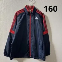 adidas スポーツ　ウィンドブレーカー ネイビー/レッド　160