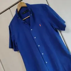 POLO RALPH LAUREN 半袖 ボタンダウンシャツ M ブルー 美品のサムネイル