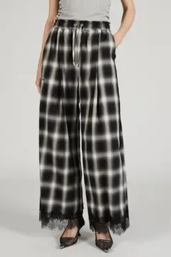 PRANK PROJECT チェックパンツ レース ダメージ加工 パジャマ