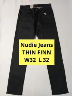 Nudie Jeans THIN FINN W32 Ｌ32 黒 デニム ジーンズのサムネイル