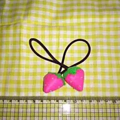 いちご髪ゴムピンク②☆ハンドメイド