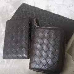 ダークブラウン 編み込みデザイン 長財布