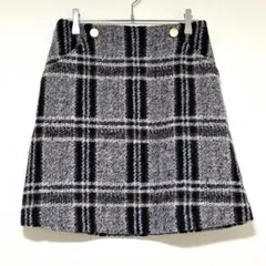 n0155【エージーバイアクアガール】ミニスカート　チェック柄　金ボタン　フレア